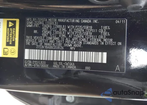 2011 Lexus Rx 350 z USA, uszkodzony, nr VIN 2T2ZK1BAXBC059526